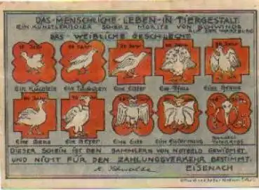 Eulen, Städtenotgeld, Menschliche Leben in Tiergestalt, Wert 50 Pfennig, 1920