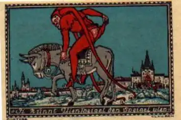 Till Eulenspiegel reitet auf einem Esel Städtenotgeld 1 DM 1921