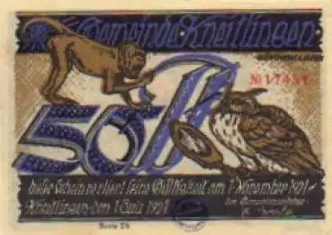 Meerkatzen und Eule, Städtenotgeld 50 Pfennig Eulenspiegel 1921