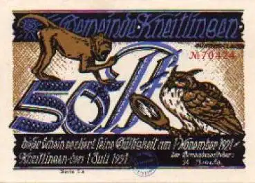 Meerkatzen und Eule Städtenotgeld 50 Pfennig, 1921