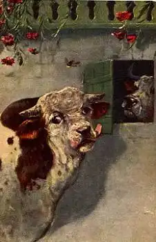 Kuh mit Biene Künstlerkarte * ca. 1920