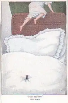 Maus auf dem Bett Humorkarte * ca. 1930