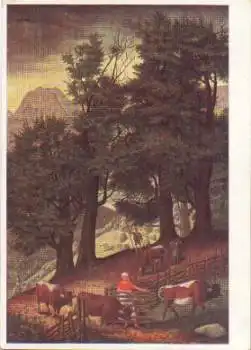 Kühe Weide abtrieb Künstlerkarte o 8.11.1941