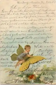 Kind auf Schmetterling fliegend o 22.4.1901