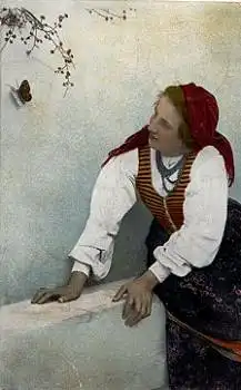 Schmetterling mit Frau, Frau in Tracht  o 1.6.1917