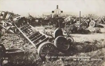 Grab einer deutschen Kraftwagenkolonne 1. WK Echtfoto gebr. ca. 1915