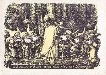 Schneewittchen und die 7 Zwerge Märchen Künstlerkarte Karl Geitz * ca. 1950