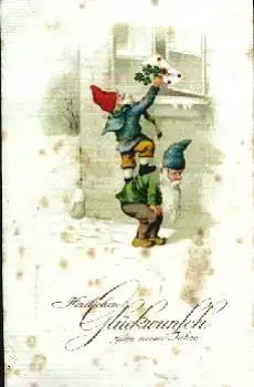 Zwerg legt Brief auf Fensterbank o 31.12.1935