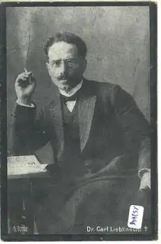Carl Liebknecht mit Zigarette Trauerkarte Sozialismus * 1919