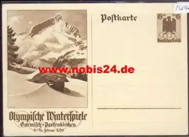 Garmisch-Partenkirchen Olympische Winterspiele 1936 Ganzsache 6 Pfennig *