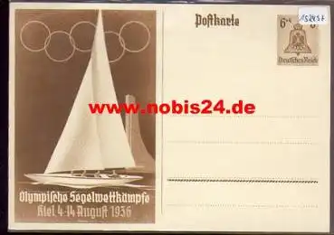 Olympische Segelwettkämpfe, Kiel, Ganzsache 1936