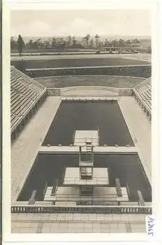 Olympische Spiele 1936 Reichssportfeld, Stadion, Blick von Kampfbahn auf Schwimmstadion,Nr.3 * 1936