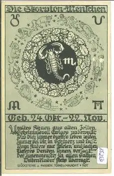 Sternzeichen, Skorpion mit Eigenschaften, * ca. 1920