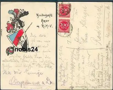 Leibschaft Amor im R-M-V Studentica Künstlerkarte K. Wetzel o 18.8.1923