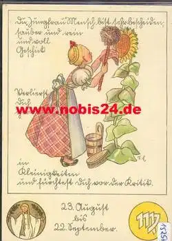 Sternzeichen, Jungfrau mit Eigenschaften, Nr. 860/9 *ca. 1950