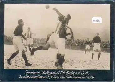 Fussball Sportclub Stuttgart - U.T.E. Budapest Torwart Schnitzler Echtfoto um1920
