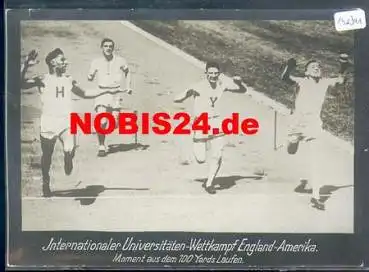Leichtathletik 100 Yards Lauf Universitäten-Wettkampf England - Amerika Echtfoto um1920