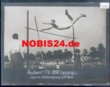 Stabhochsprung Sieger Teubert TV 1858 Leipzig Echtfoto um1920
