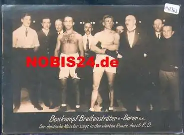Boxen Deutscher Meister Hans Breitensträter - Willy Borer Sportpalast Berlin Schöneberg Echtfoto 1921