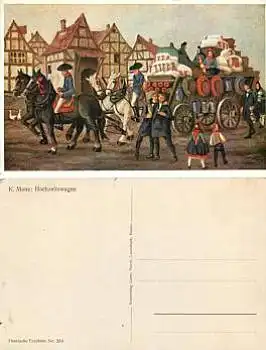 Hochzeitswagen Künsterlerkarte K. Mons *ca.1910