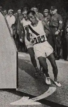 Olympische Spiele 1936, Marathonlauf, Son u. Harper Sammelbild, keine AK