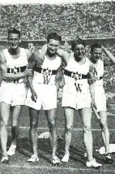 Olympische Spiele 1936, v. Stülpnagel, Vogt, Harbig, Hamann, Läufer Sammelbild, keine AK