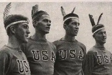 Olympische Spiele 1936, Amerikaner im Indianerschmuck Sammelbild, keine AK