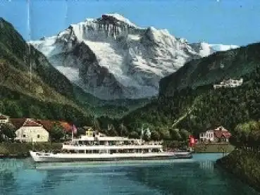 Schiffeinfahrt in Interlaken mit Blick auf Heimwehfluh o 26.01.1961