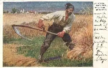 Feldarbeiter Künstlerkarte Mann o 9.11.1914