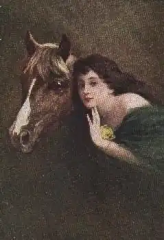 Mädchen mit Pferd Künstlerkarte * ca. 1915