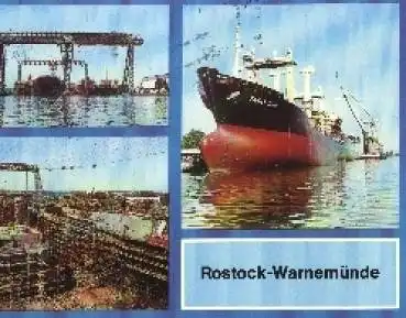 Frachtschiff "Family Irini" in Warnemünde o 30.3.1989