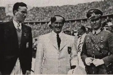 Olympische Spiele 1936 Torsten Ullmann, van Oyen, Hax, die drei Ersten im Schnellfeuer-Pistolenschießen