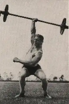 Olympische Spiele 1936 Obschruf hält den Weltrekord im beidarmigen Stoßen Sammelbild, keine AK
