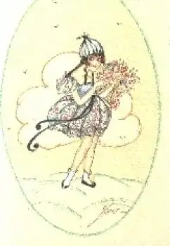 E. Kurt Künstlerkarte Mächen mit Blumenstrauß * ca. 1940