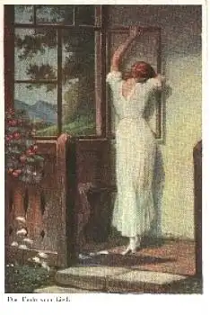 Das Ende vom Lied Junge Frau Künstlerkarte gebr. 1920