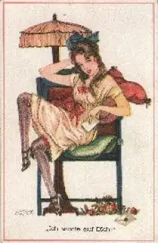 Ich warte auf Dich Künstlerkarte * ca. 1940