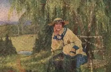 Friedrich Schilling Künstlerkarte "Am Waldessaum" o ca. 1915