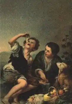 Die Pastetenesser, Künstlerpostkarte Murillo Verlag Stengel Nr. 29978