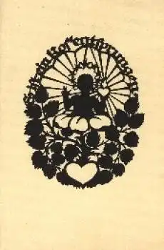 Kind Blätter Herz Scherenschnittkarte, o 16.12.1937