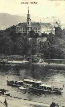 Tetschen Schloss mit Elbdampfer o 7.4.1937