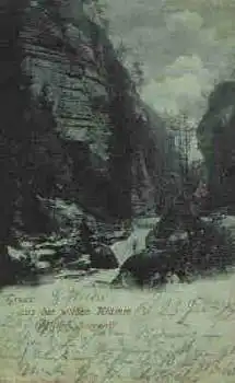 wilde Klamm Böhmische Schweiz Mondscheinkarte o 25.7.1899