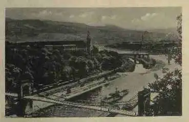 Decin Tetschen-Bodenbach Elbe mit Brücke * ca. 1930