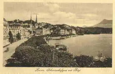 Luzern Schweizerhofguai mit Rigi *ca. 1925