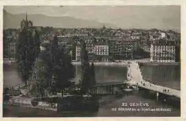 Geneve Ile Rousseau et Pont des Bergues o 5.8.1928