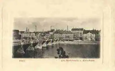 Basel Alte Rheinbrücke  Klein-Basel *ca. 1900