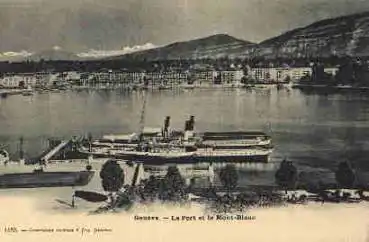 Geneve Le Port et le Mont-Blanc Dampfschiffe * ca. 1900