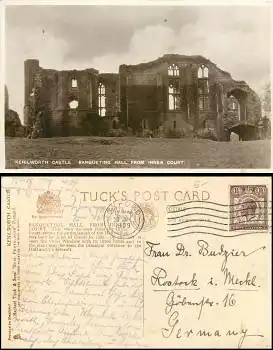 Kenilworth Castle Banqueting Hall from inner Court Tuck's o 30.7.1929