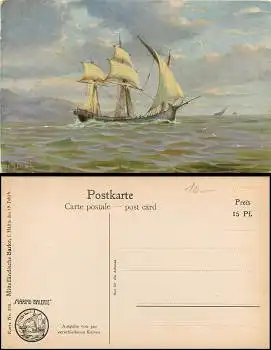 Marine Galerie 258 Mittelländische Barke Künstlerkarte Christopher Rave *1910