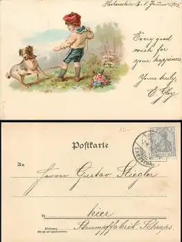 Kind mit Hund Litho o 2.2.05