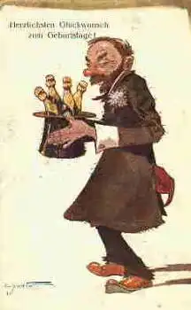 Landstreicher mit Sekt Künstlerkarte  * um 1910